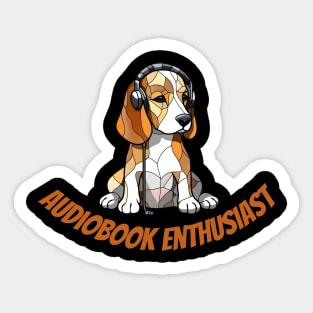 audiobook enthusiast, beagle dog, funny gifts for dog lovers Sticker